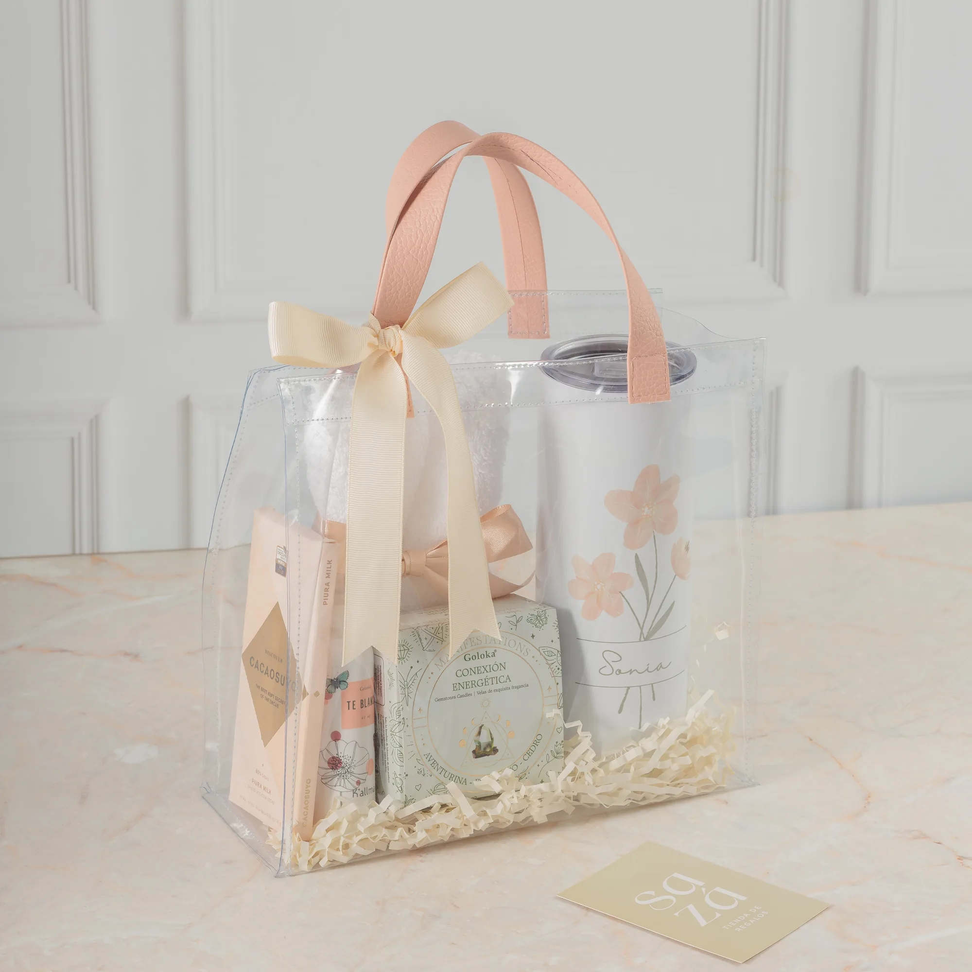 Bolsa con Asas Biocuero, Termo Personalizado & Vela con Cuarzos