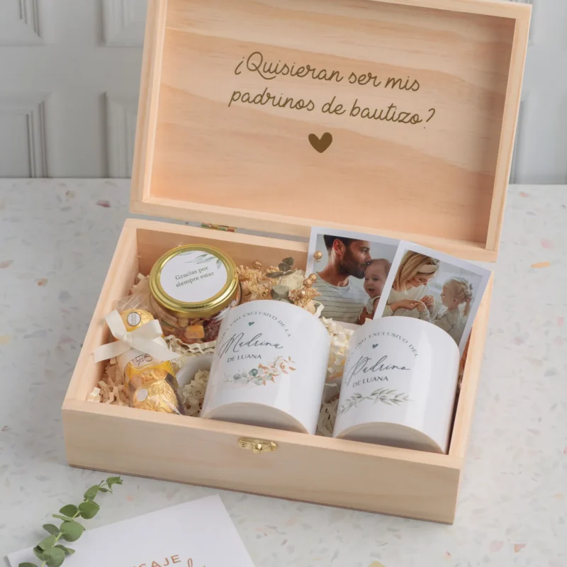 Pack Padrino & Madrina: Cofre & Tazas Personalizadas